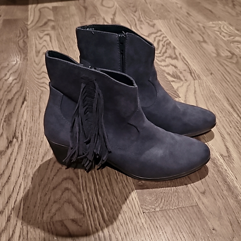 True Craft fringe blue suede boots
